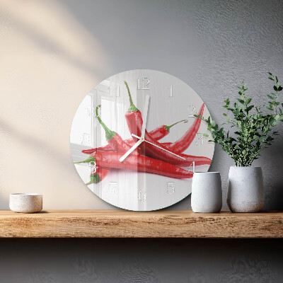 Glas wanduhr Chilischoten