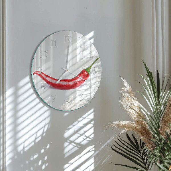 Glas wanduhr Chili-Pfeffer