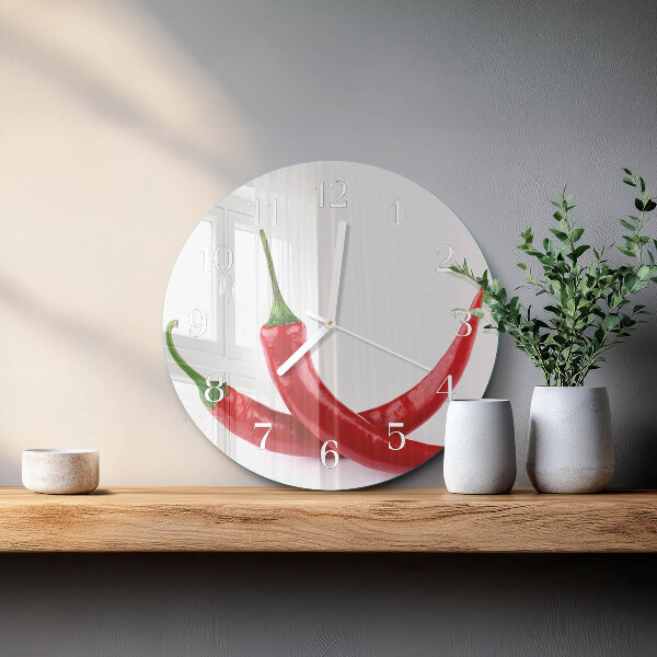 Glas wanduhr Chilischoten