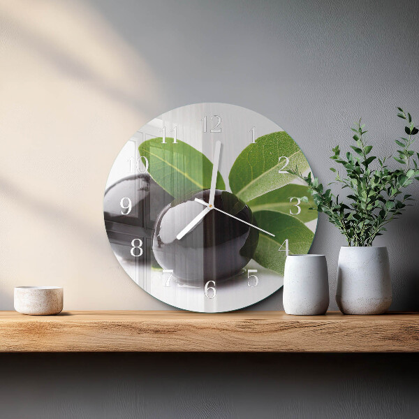 Glas wanduhr Oliven
