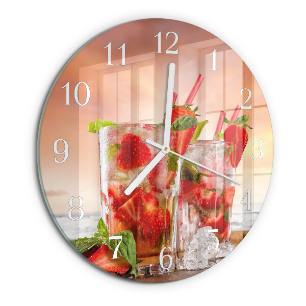 Glas wanduhr Erdbeeren