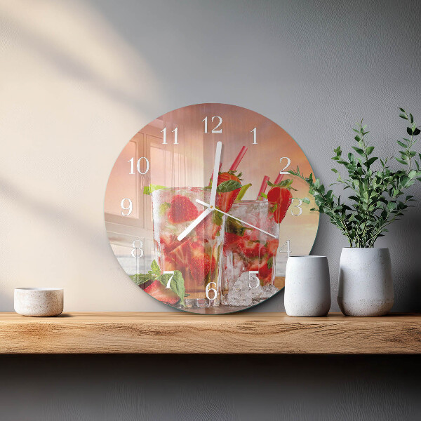Glas wanduhr Erdbeeren