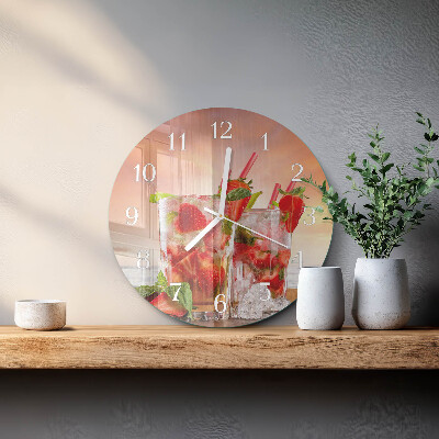 Glas wanduhr Erdbeeren