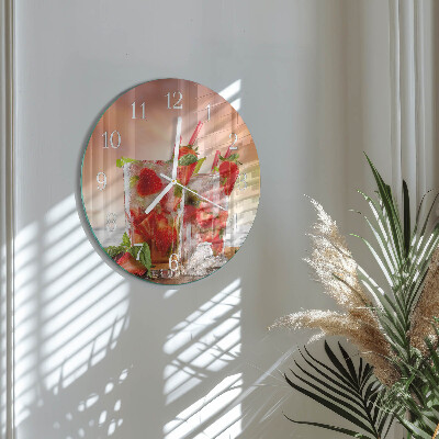 Glas wanduhr Erdbeeren