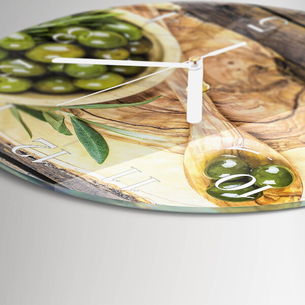 Glas wanduhr Olivenholz
