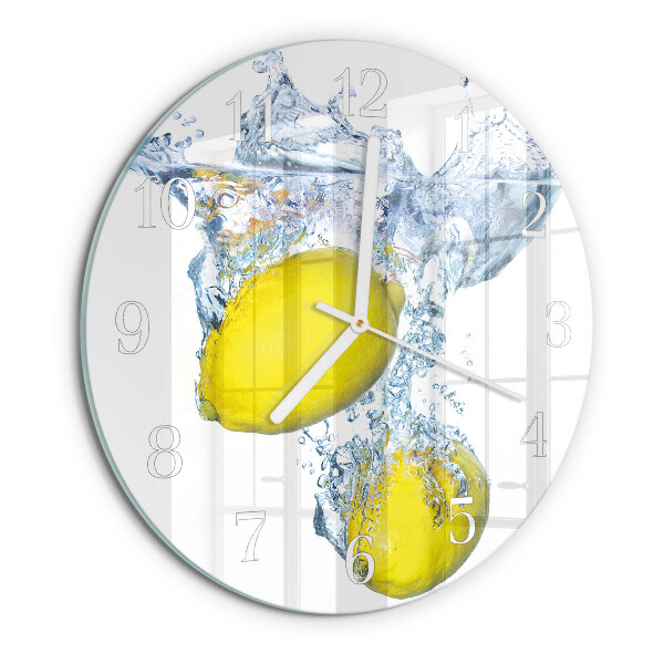 Glas wanduhr Zitronen in Wasser