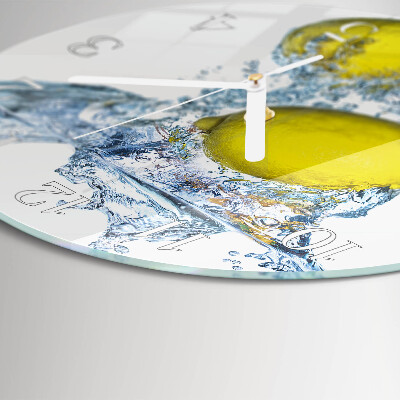 Glas wanduhr Zitronen in Wasser