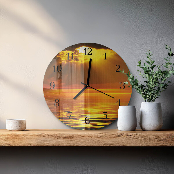 Wanduhr rund Sonnenuntergang