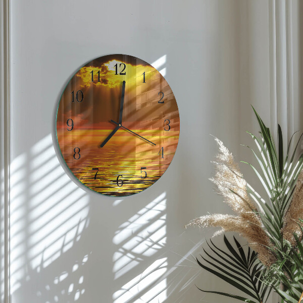 Wanduhr rund Sonnenuntergang