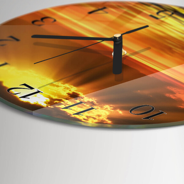 Wanduhr rund Sonnenuntergang