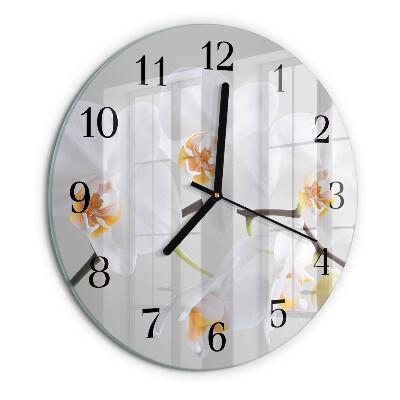 Wanduhr rund Orchidee