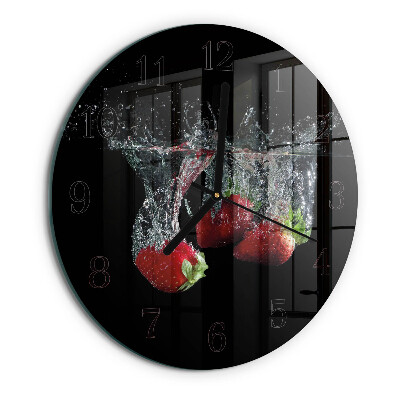 Wanduhr rund Erdbeeren