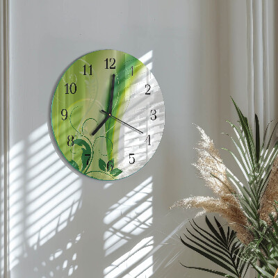 Wanduhr rund Blumenmuster