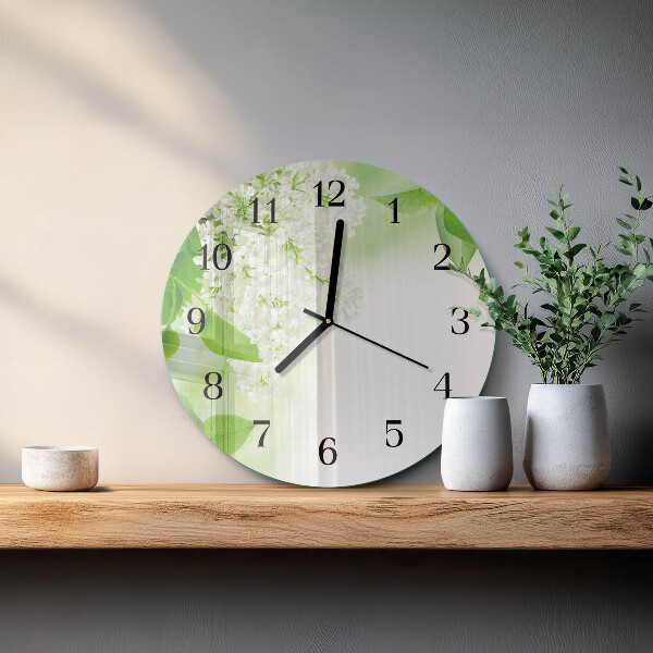 Wanduhr rund Blätter