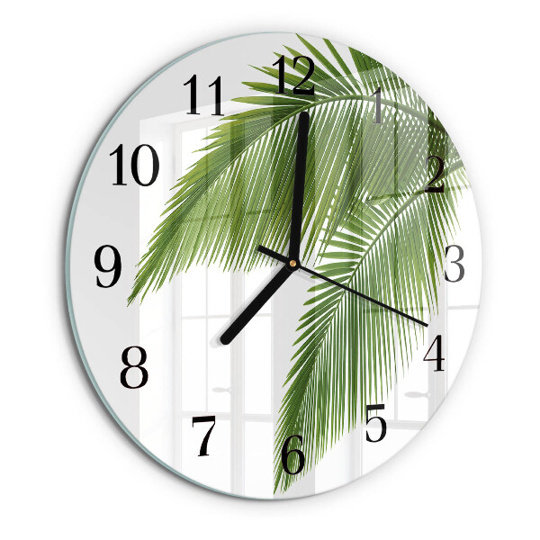 Wanduhr rund Palmenblätter