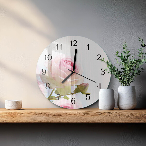 Wanduhr rund Rose