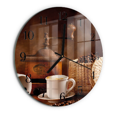 Wanduhr rund Tasse Kaffee