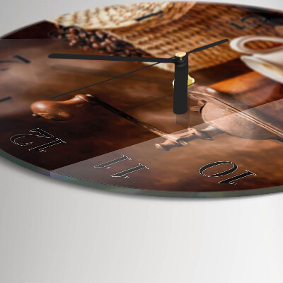 Wanduhr rund Tasse Kaffee