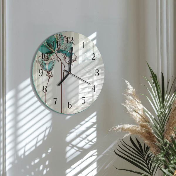 Wanduhr rund Vintage-Blumen