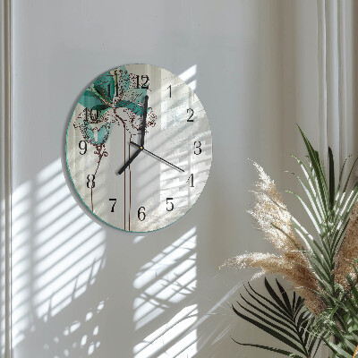 Wanduhr rund Vintage-Blumen