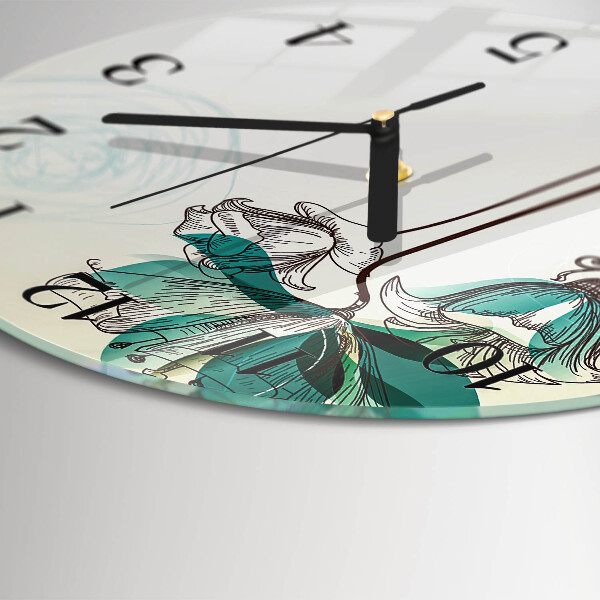 Wanduhr rund Vintage-Blumen