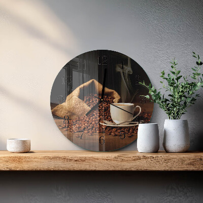 Wanduhr rund Kaffeebohnen