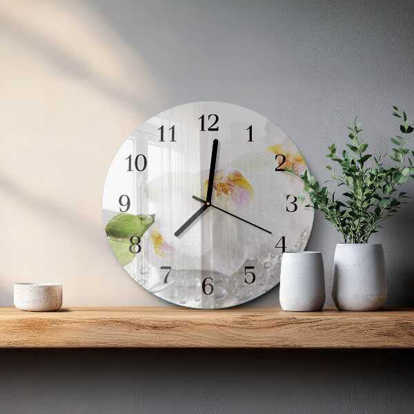 Wanduhr rund Orchidee