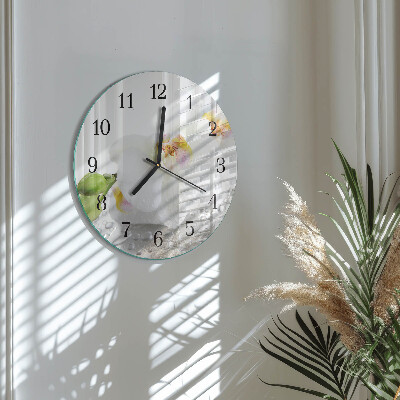Wanduhr rund Orchidee