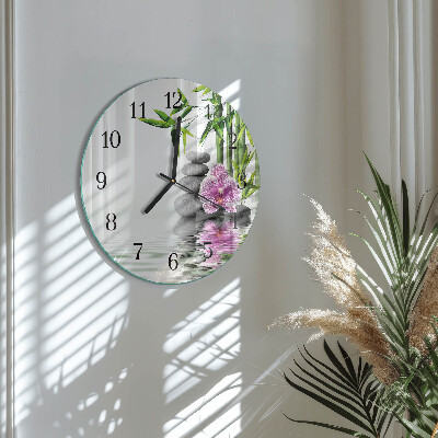Wanduhr rund Orchideensteine