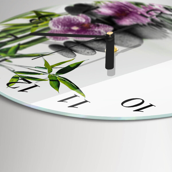 Wanduhr rund Orchideensteine