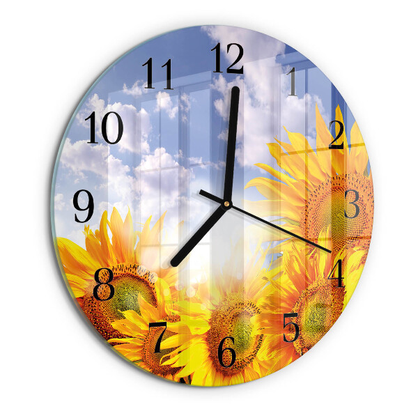 Wanduhr rund Sonnenblumen