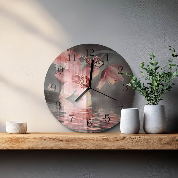 Wanduhr rund Orchidee