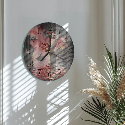 Wanduhr rund Orchidee