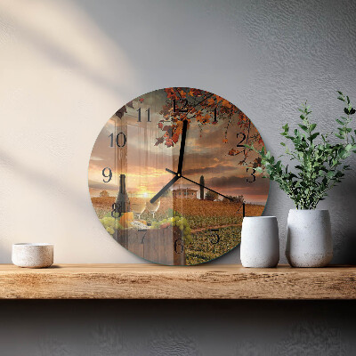 Wanduhr rund Wein Natur