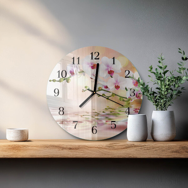 Wanduhr rund Orchidee
