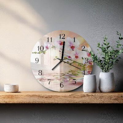 Wanduhr rund Orchidee