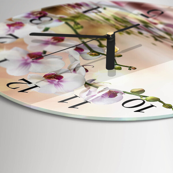 Wanduhr rund Orchidee