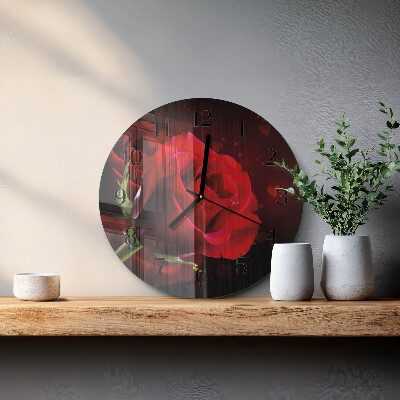 Wanduhr rund Rosen