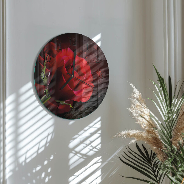 Wanduhr rund Rosen