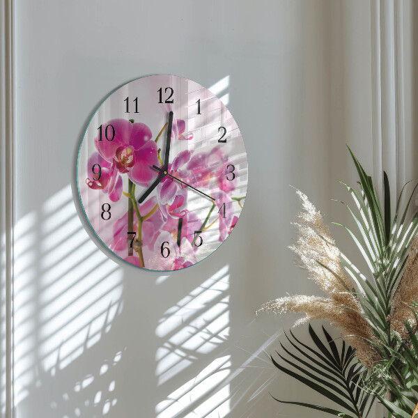 Wanduhr rund Orchidee