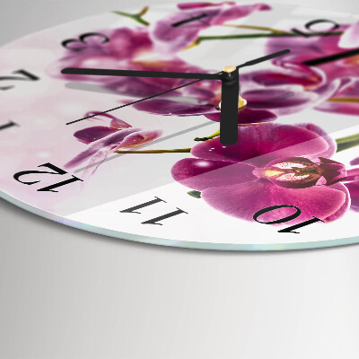 Wanduhr rund Orchidee