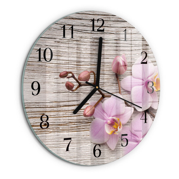 Wanduhr rund Orchidee