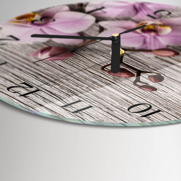 Wanduhr rund Orchidee