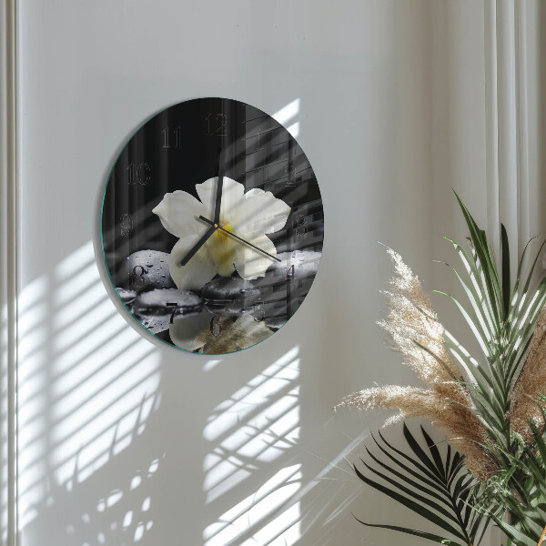 Wanduhr rund Orchideensteine