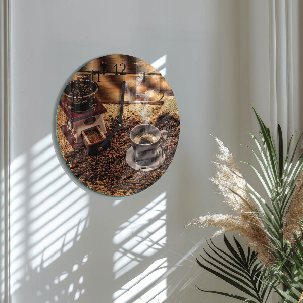 Wanduhr rund Kaffeebohnen