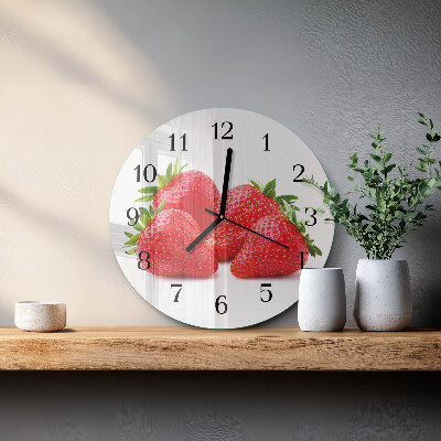 Wanduhr rund Erdbeeren