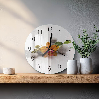 Wanduhr rund Orchidee