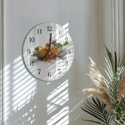 Wanduhr rund Orchidee