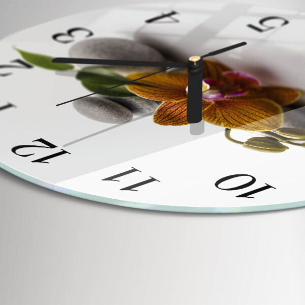 Wanduhr rund Orchidee
