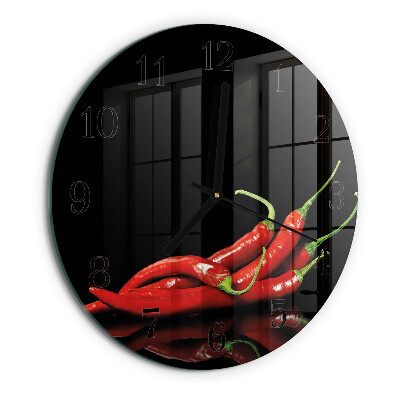 Wanduhr rund Chilischoten